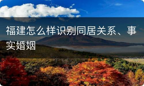 福建怎么样识别同居关系、事实婚姻