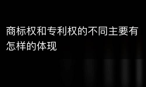 商标权和专利权的不同主要有怎样的体现