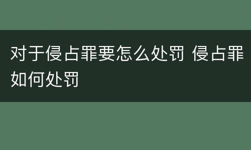 对于侵占罪要怎么处罚 侵占罪如何处罚