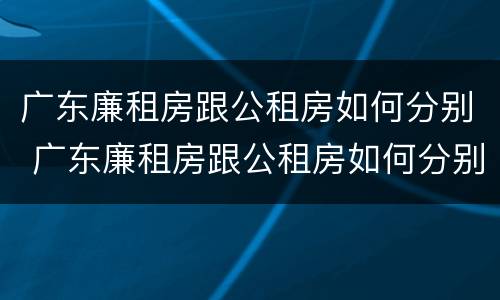 广东廉租房跟公租房如何分别 广东廉租房跟公租房如何分别的