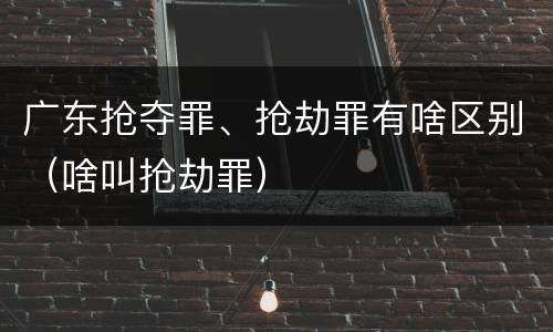 广东抢夺罪、抢劫罪有啥区别（啥叫抢劫罪）
