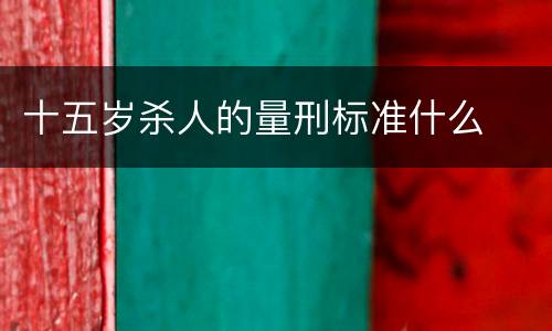 十五岁杀人的量刑标准什么