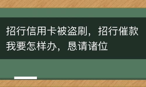招行信用卡被盗刷，招行催款我要怎样办，恳请诸位
