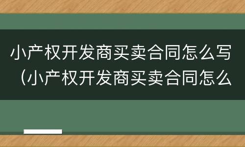 小产权开发商买卖合同怎么写（小产权开发商买卖合同怎么写范本）
