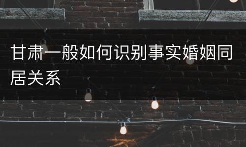甘肃一般如何识别事实婚姻同居关系
