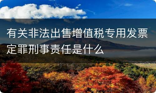 有关非法出售增值税专用发票定罪刑事责任是什么