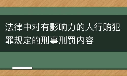 法律中对有影响力的人行贿犯罪规定的刑事刑罚内容