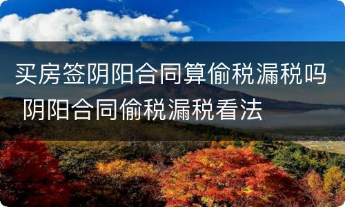 买房签阴阳合同算偷税漏税吗 阴阳合同偷税漏税看法