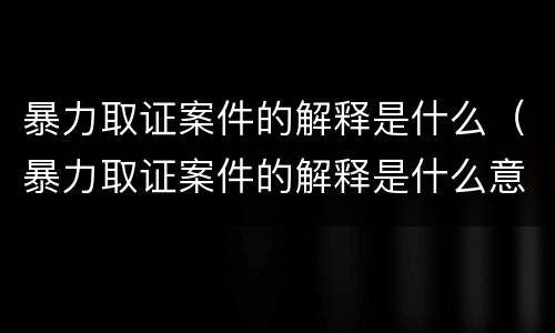 暴力取证案件的解释是什么（暴力取证案件的解释是什么意思）