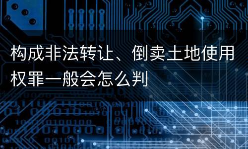 构成非法转让、倒卖土地使用权罪一般会怎么判