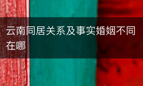 云南同居关系及事实婚姻不同在哪