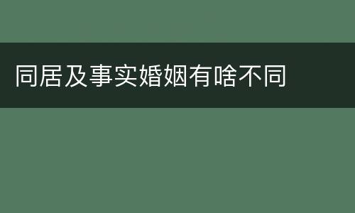 同居及事实婚姻有啥不同