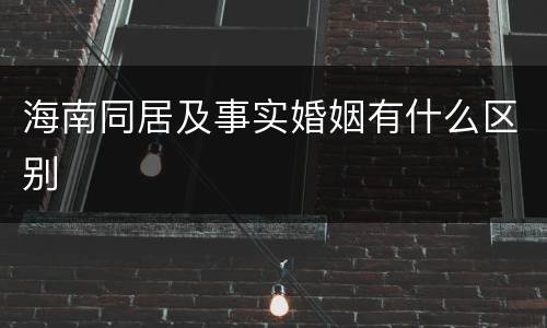 海南同居及事实婚姻有什么区别
