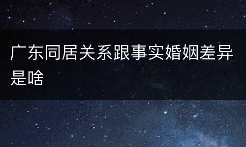 广东同居关系跟事实婚姻差异是啥