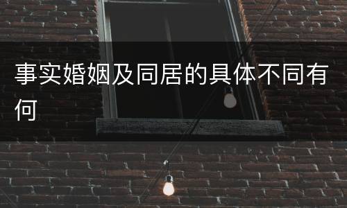 事实婚姻及同居的具体不同有何