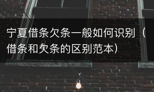 宁夏借条欠条一般如何识别（借条和欠条的区别范本）