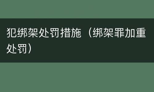 犯绑架处罚措施（绑架罪加重处罚）