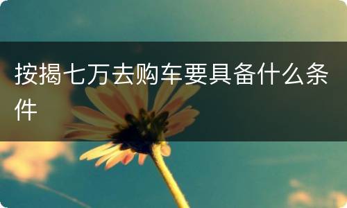 按揭七万去购车要具备什么条件