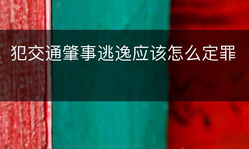 犯交通肇事逃逸应该怎么定罪