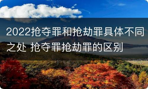 2022抢夺罪和抢劫罪具体不同之处 抢夺罪抢劫罪的区别