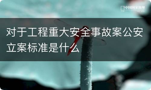 对于工程重大安全事故案公安立案标准是什么