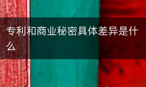 专利和商业秘密具体差异是什么