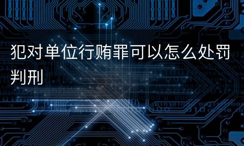 犯对单位行贿罪可以怎么处罚判刑