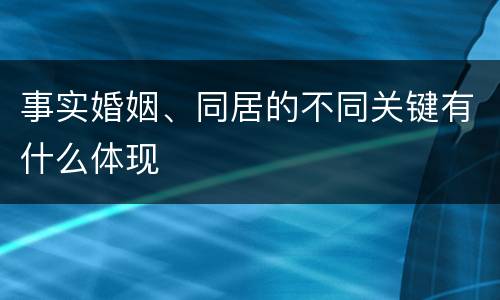 事实婚姻、同居的不同关键有什么体现