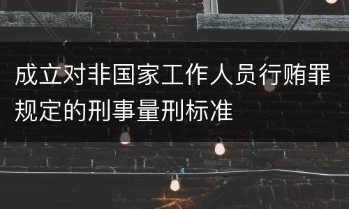 成立对非国家工作人员行贿罪规定的刑事量刑标准