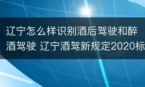 辽宁怎么样识别酒后驾驶和醉酒驾驶 辽宁酒驾新规定2020标准