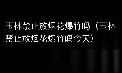 玉林禁止放烟花爆竹吗（玉林禁止放烟花爆竹吗今天）