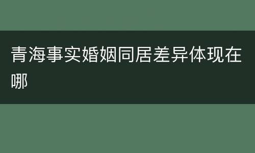 青海事实婚姻同居差异体现在哪