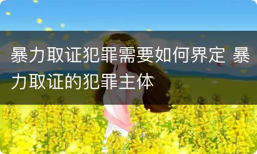 暴力取证犯罪需要如何界定 暴力取证的犯罪主体