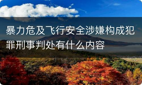 暴力危及飞行安全涉嫌构成犯罪刑事判处有什么内容