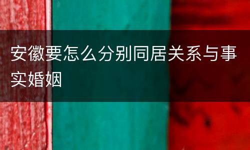 安徽要怎么分别同居关系与事实婚姻
