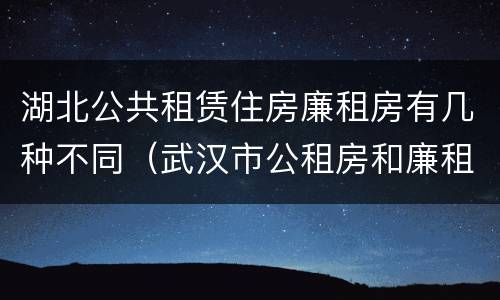湖北公共租赁住房廉租房有几种不同（武汉市公租房和廉租房区别）
