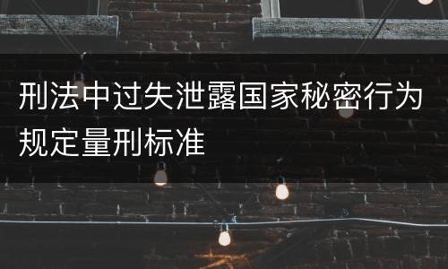 刑法中过失泄露国家秘密行为规定量刑标准