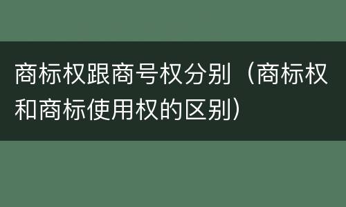 商标权跟商号权分别（商标权和商标使用权的区别）