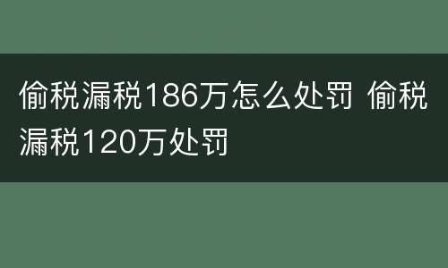 偷税漏税186万怎么处罚 偷税漏税120万处罚