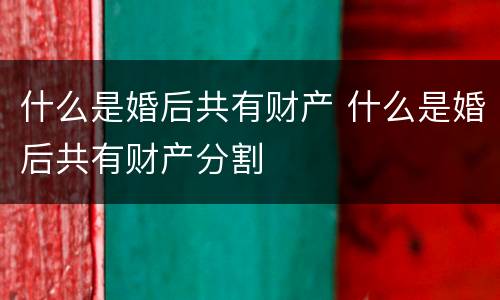 什么是婚后共有财产 什么是婚后共有财产分割