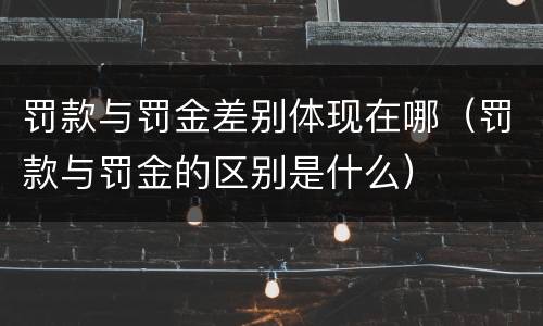 罚款与罚金差别体现在哪（罚款与罚金的区别是什么）