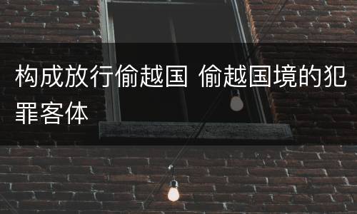 构成放行偷越国 偷越国境的犯罪客体