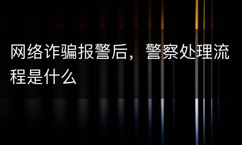 网络诈骗报警后，警察处理流程是什么