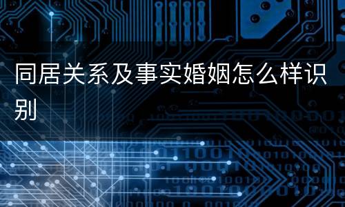 同居关系及事实婚姻怎么样识别