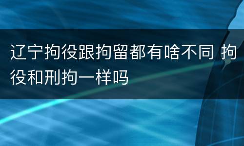 辽宁拘役跟拘留都有啥不同 拘役和刑拘一样吗