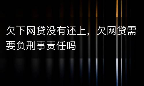 欠下网贷没有还上，欠网贷需要负刑事责任吗