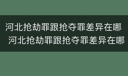 河北抢劫罪跟抢夺罪差异在哪 河北抢劫罪跟抢夺罪差异在哪里