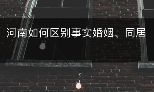 河南如何区别事实婚姻、同居