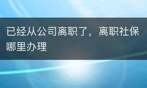 已经从公司离职了，离职社保哪里办理