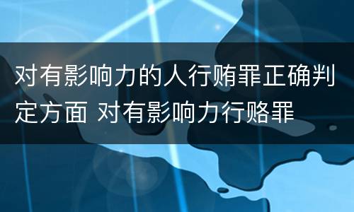 对有影响力的人行贿罪正确判定方面 对有影响力行赂罪